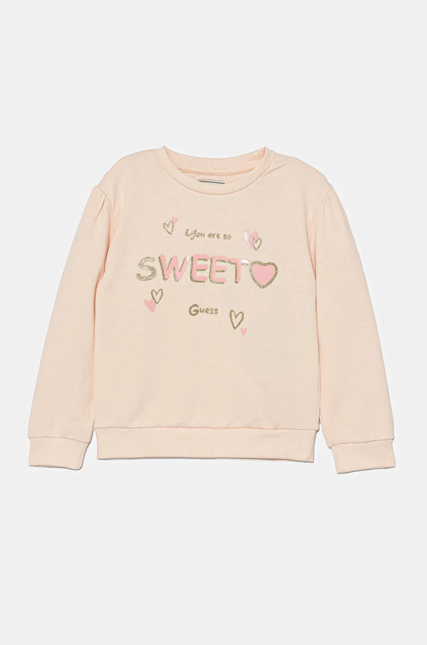 Levně Dětská mikina Guess béžová barva, s potiskem, K5GQ01 KA6R4