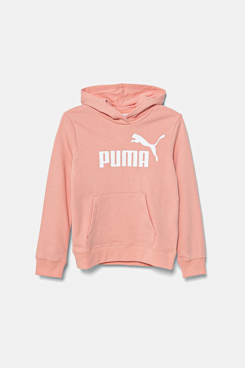 Puma bluză copii ESS No. 1 Logo Hoodie TR culoarea portocaliu, cu glugă, cu imprimeu, 684897 Puma bluză copii ESS No. 1 Logo Hoodie TR culoarea portocaliu, cu glugă, cu imprimeu, 684897