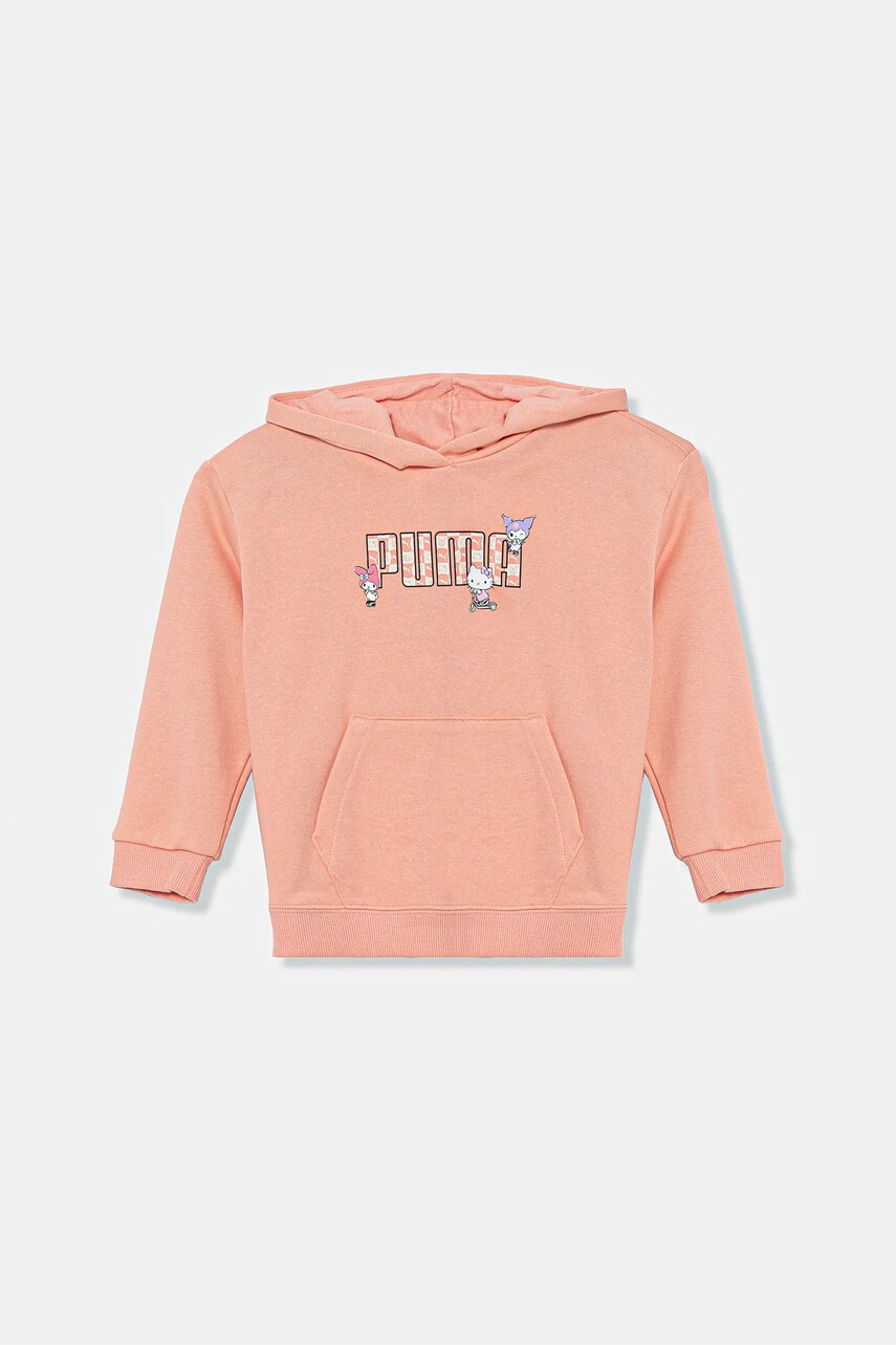 Puma bluza copii HELLO KITTY & FRIENDS Relaxed Hoodie TR culoarea portocaliu, cu gluga, cu imprimeu, 630063