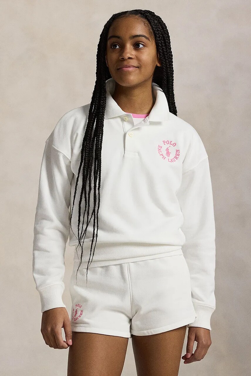 Levně Dětská mikina Polo Ralph Lauren bílá barva, hladká, 313965123001