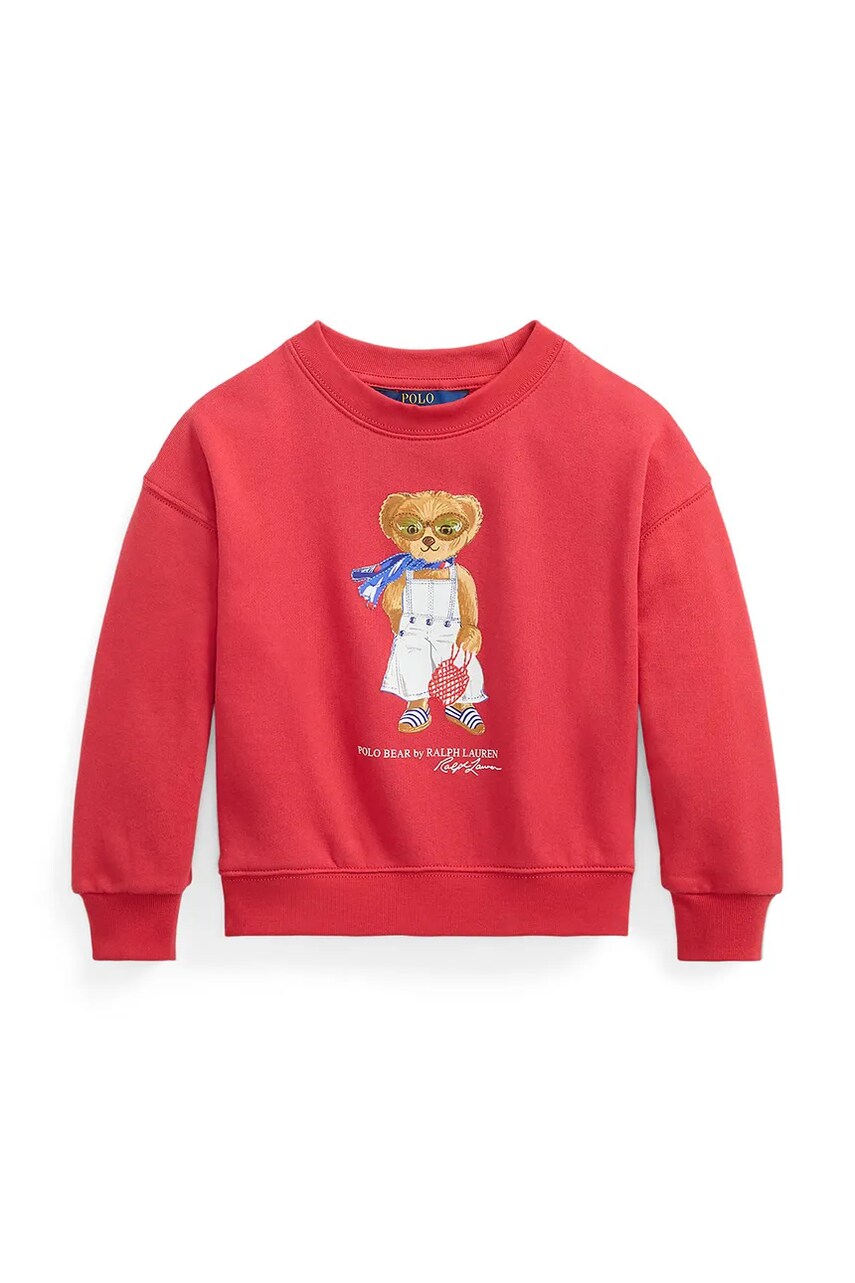 Levně Dětská bavlněná mikina Polo Ralph Lauren červená barva, s potiskem, 312965228001