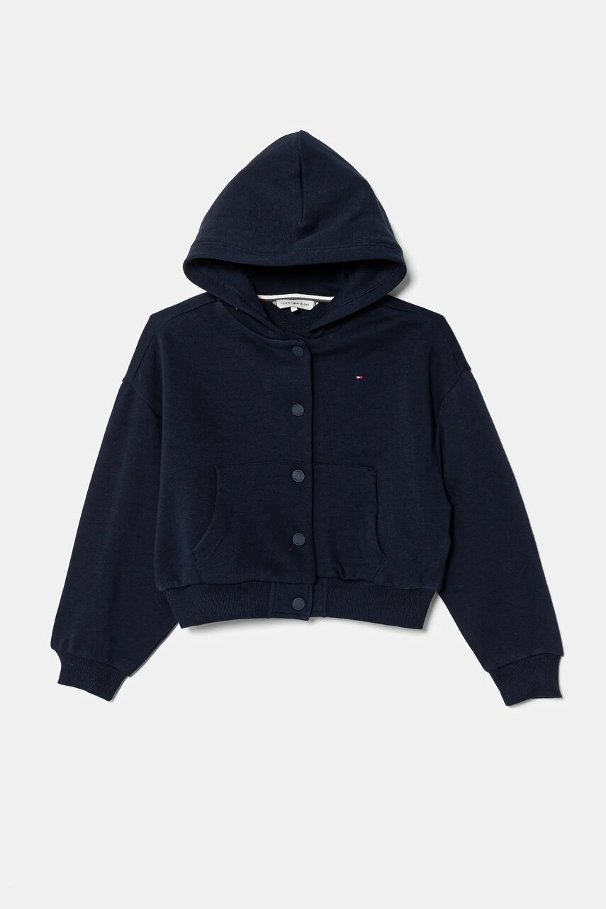 Levně Dětská mikina Tommy Hilfiger tmavomodrá barva, s kapucí, hladká, KG0KG08459