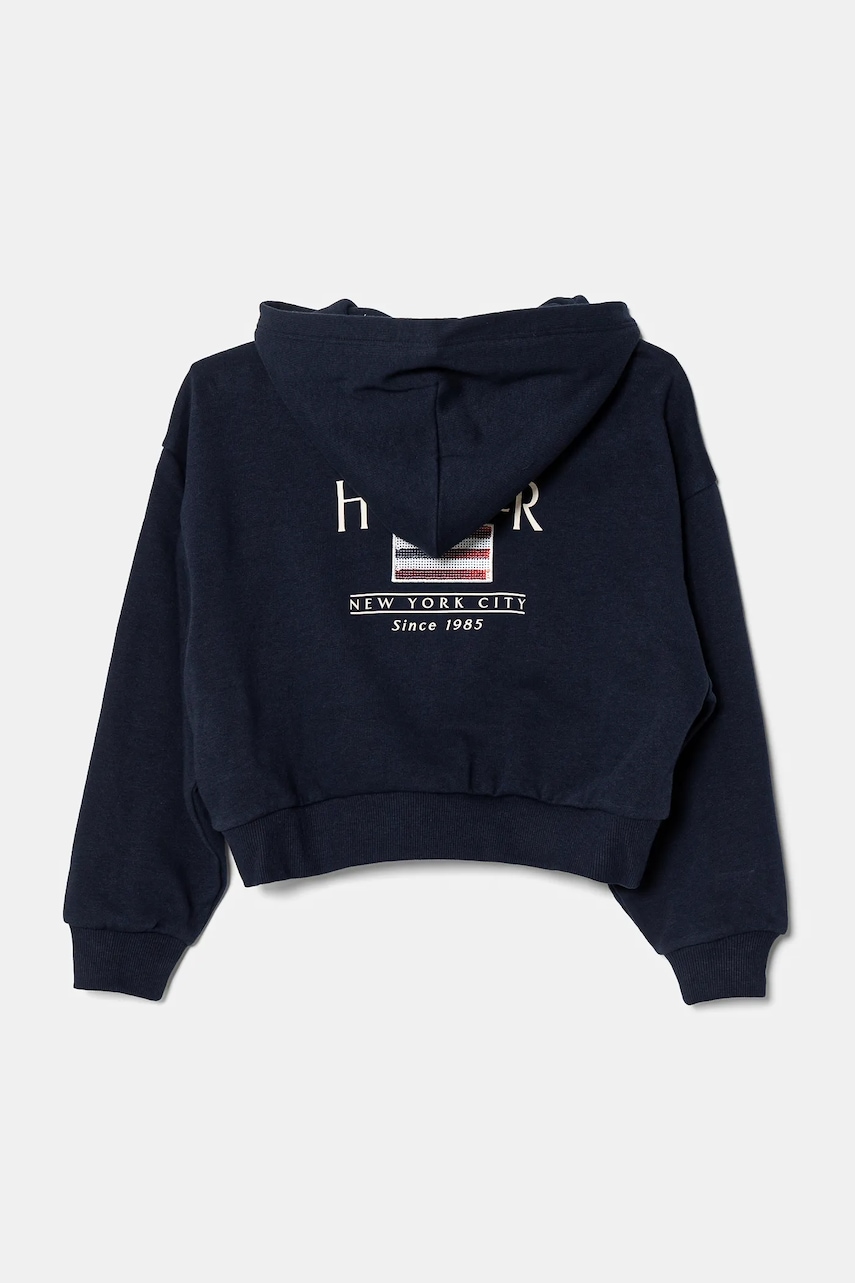 Детская кофта Tommy Hilfiger цвет синий с капюшоном однотонная KG0KG08459 Детская кофта Tommy Hilfiger цвет синий с капюшоном однотонная KG0KG08459
