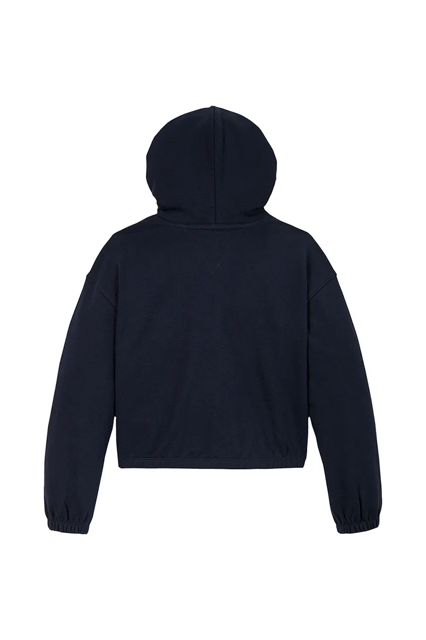 Детская кофта Tommy Hilfiger цвет синий с капюшоном с аппликацией KG0KG08558