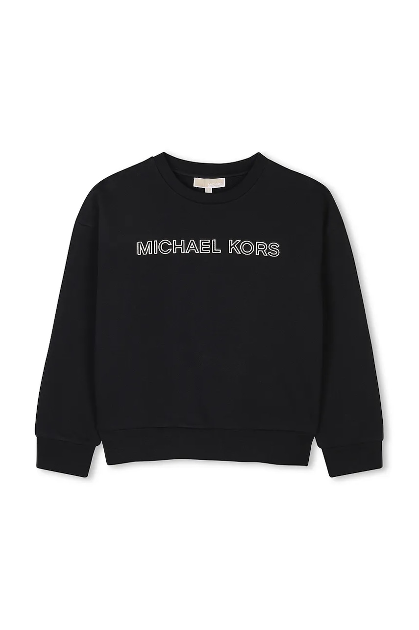 Michael Kors hanorac de bumbac pentru copii culoarea negru, cu imprimeu, R30322 Michael Kors hanorac de bumbac pentru copii culoarea negru, cu imprimeu, R30322