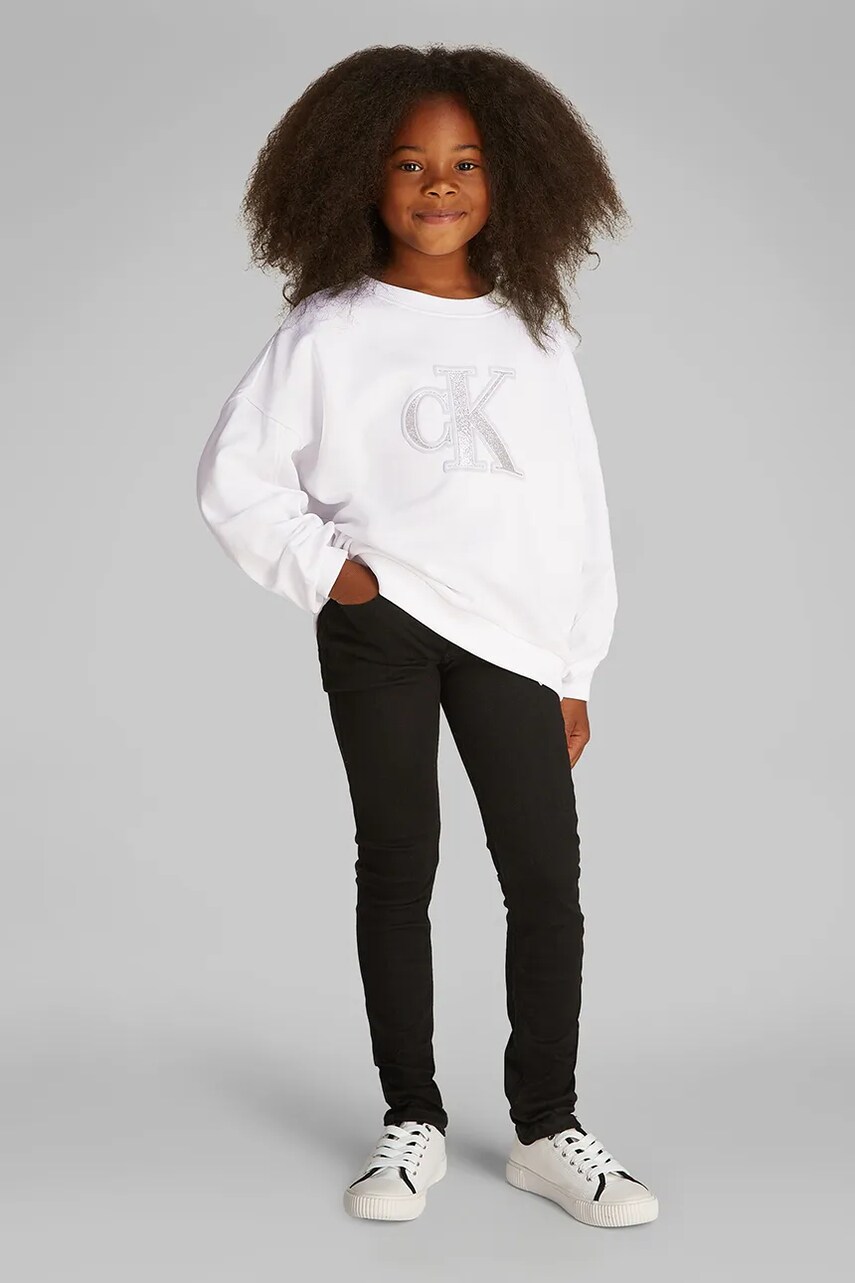 Levně Mikina Calvin Klein Jeans bílá barva, s aplikací, IG0IG02849