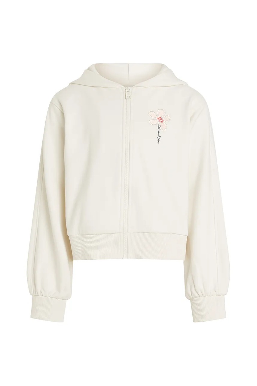 Детская кофта Calvin Klein Jeans цвет бежевый с капюшоном однотонная IG0IG02851 Детская кофта Calvin Klein Jeans цвет бежевый с капюшоном однотонная IG0IG02851