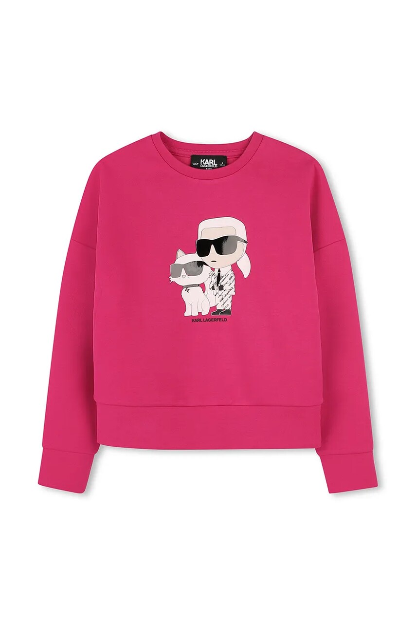 Karl Lagerfeld bluza copii culoarea roz, cu imprimeu, Z30472
