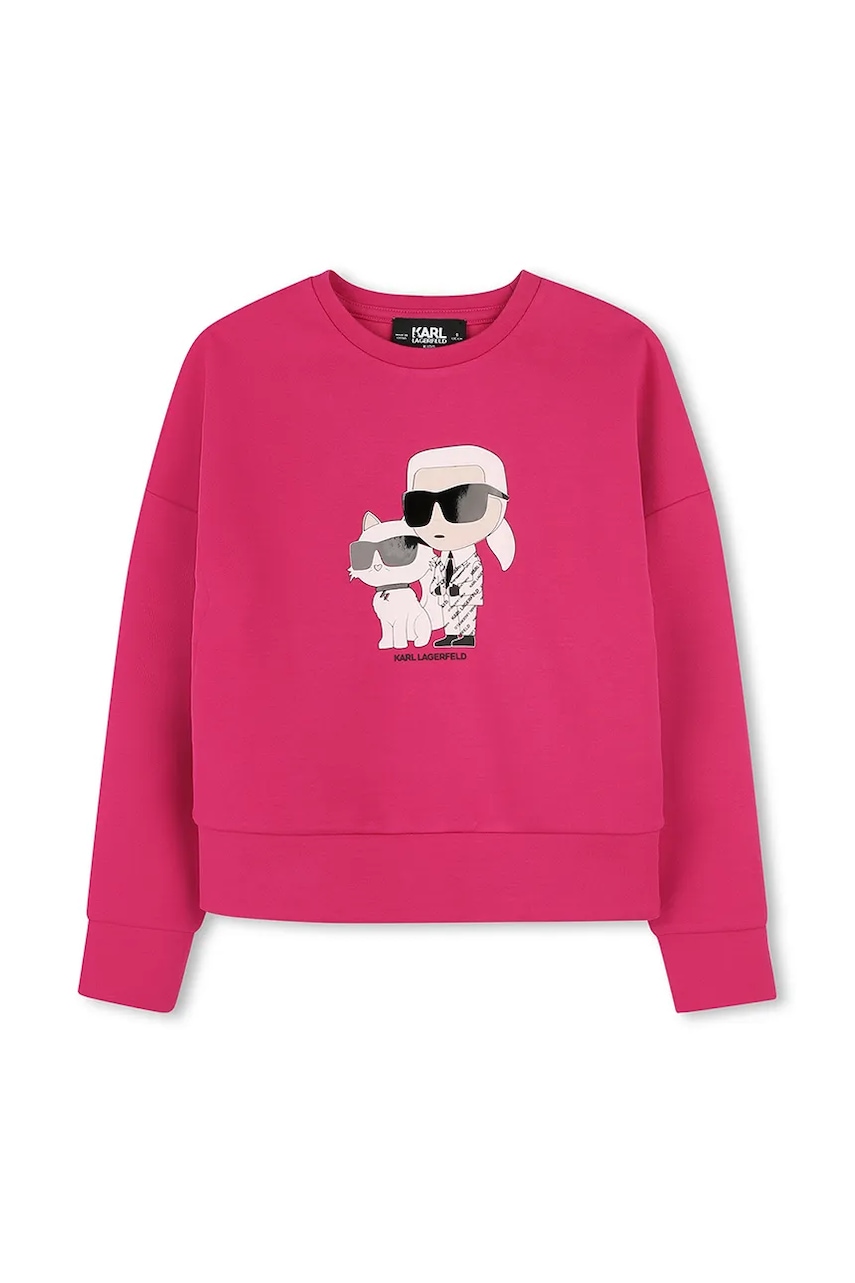 Karl Lagerfeld bluza copii culoarea roz, cu imprimeu, Z30472