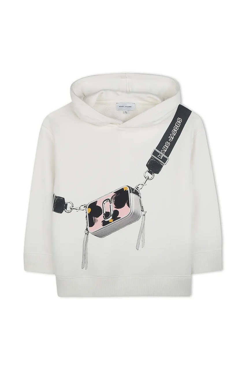 Детская кофта Marc Jacobs цвет бежевый с капюшоном с принтом W60436