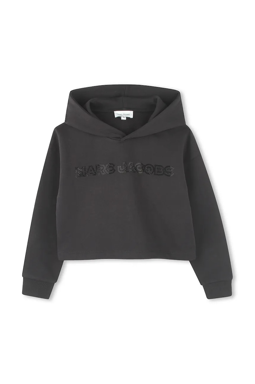 Marc Jacobs hanorac de bumbac pentru copii culoarea negru, cu glugă, cu imprimeu, W60536