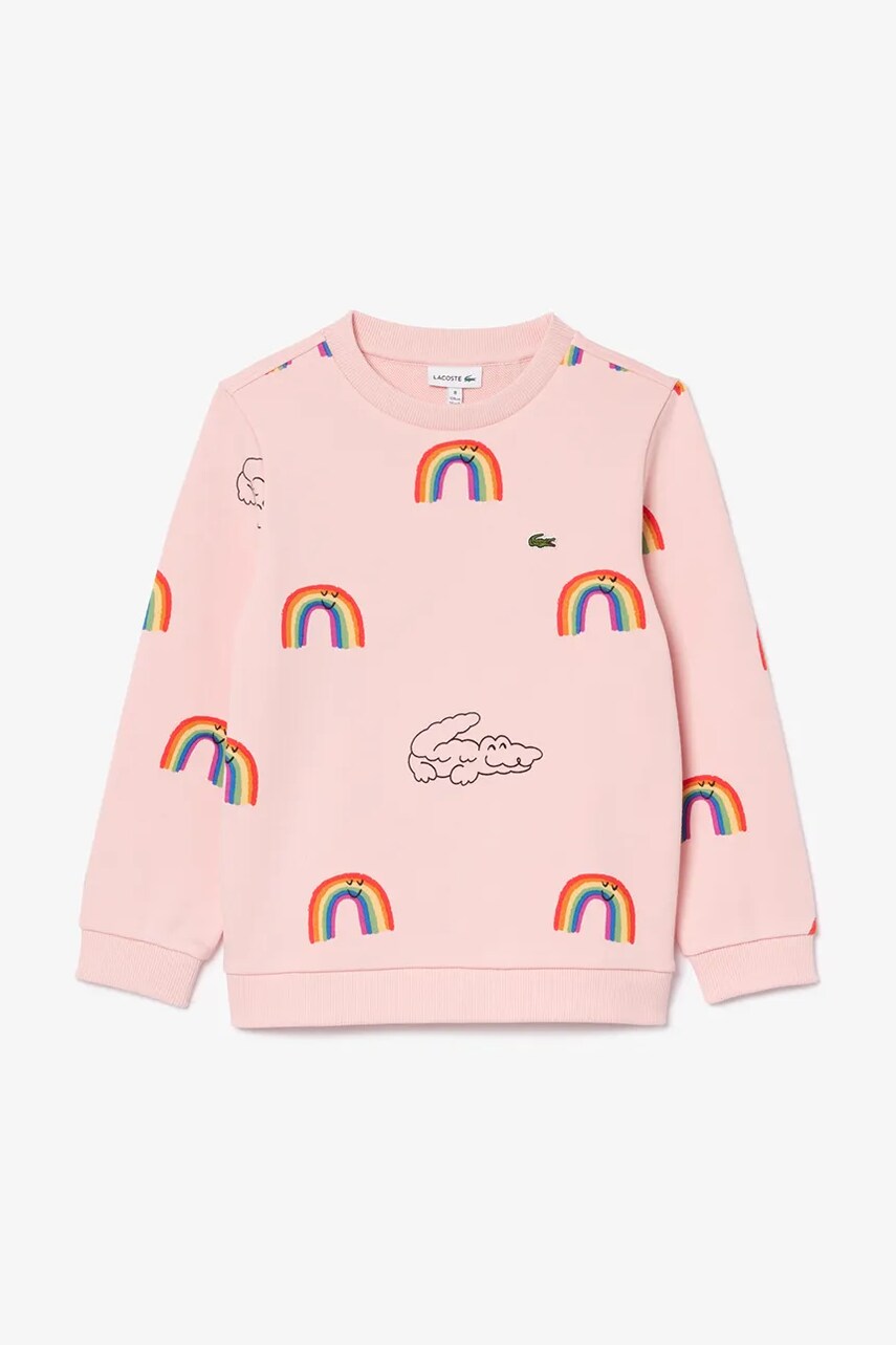 Lacoste hanorac de bumbac pentru copii culoarea roz, modelator, SJ8433