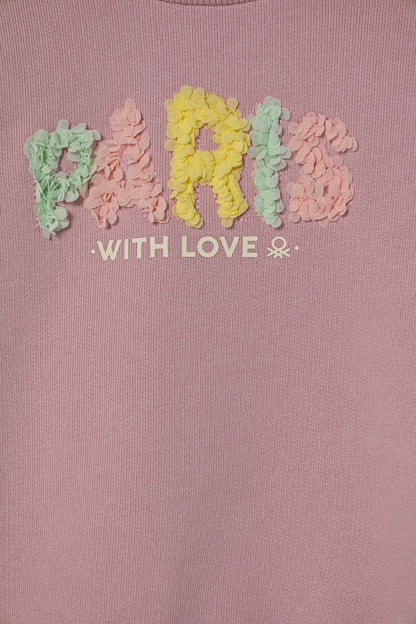 Детская хлопковая кофта United Colors of Benetton цвет розовый с аппликацией 3J68G10J0