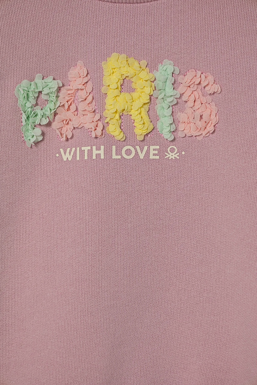 Детская хлопковая кофта United Colors of Benetton цвет розовый с аппликацией 3J68G10J0 Детская хлопковая кофта United Colors of Benetton цвет розовый с аппликацией 3J68G10J0