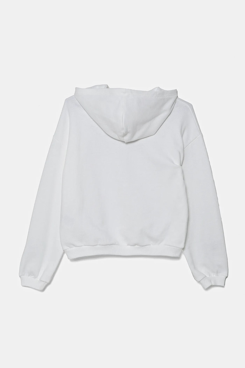 Детская хлопковая кофта United Colors of Benetton цвет белый с капюшоном с принтом 3J68C204D Детская хлопковая кофта United Colors of Benetton цвет белый с капюшоном с принтом 3J68C204D