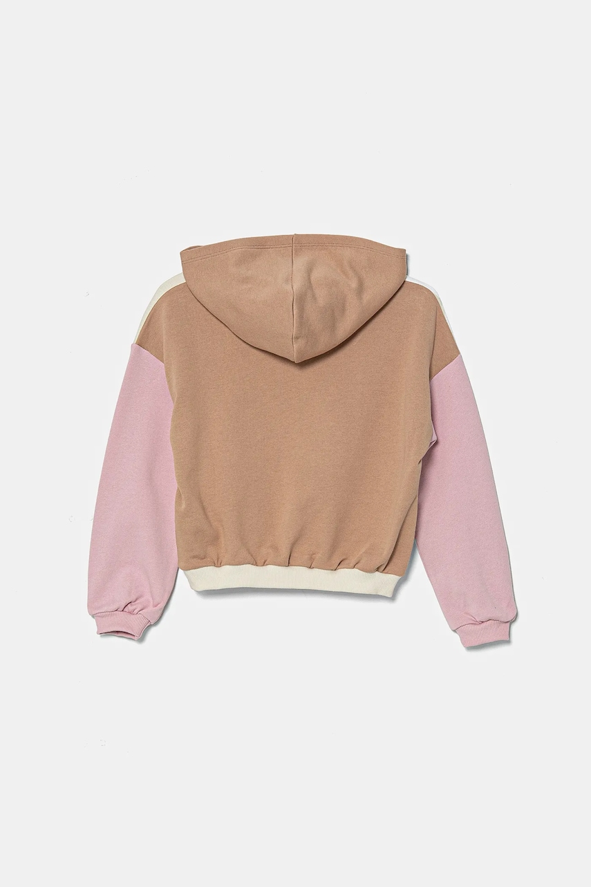 Детская хлопковая кофта United Colors of Benetton цвет бежевый с капюшоном с принтом 3J68C204D Детская хлопковая кофта United Colors of Benetton цвет бежевый с капюшоном с принтом 3J68C204D