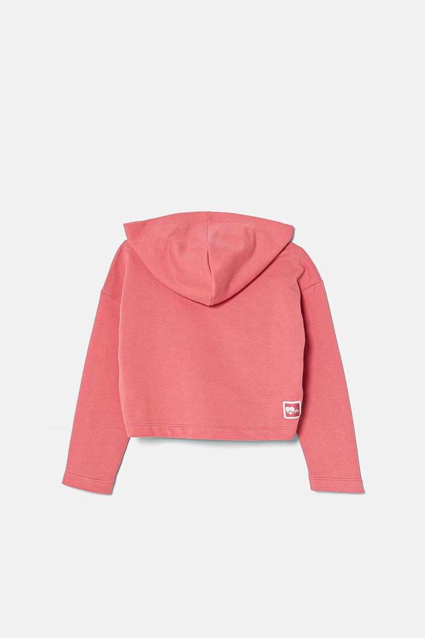 Детская хлопковая кофта United Colors of Benetton цвет розовый с капюшоном однотонная 3UNIC204L Детская хлопковая кофта United Colors of Benetton цвет розовый с капюшоном однотонная 3UNIC204L