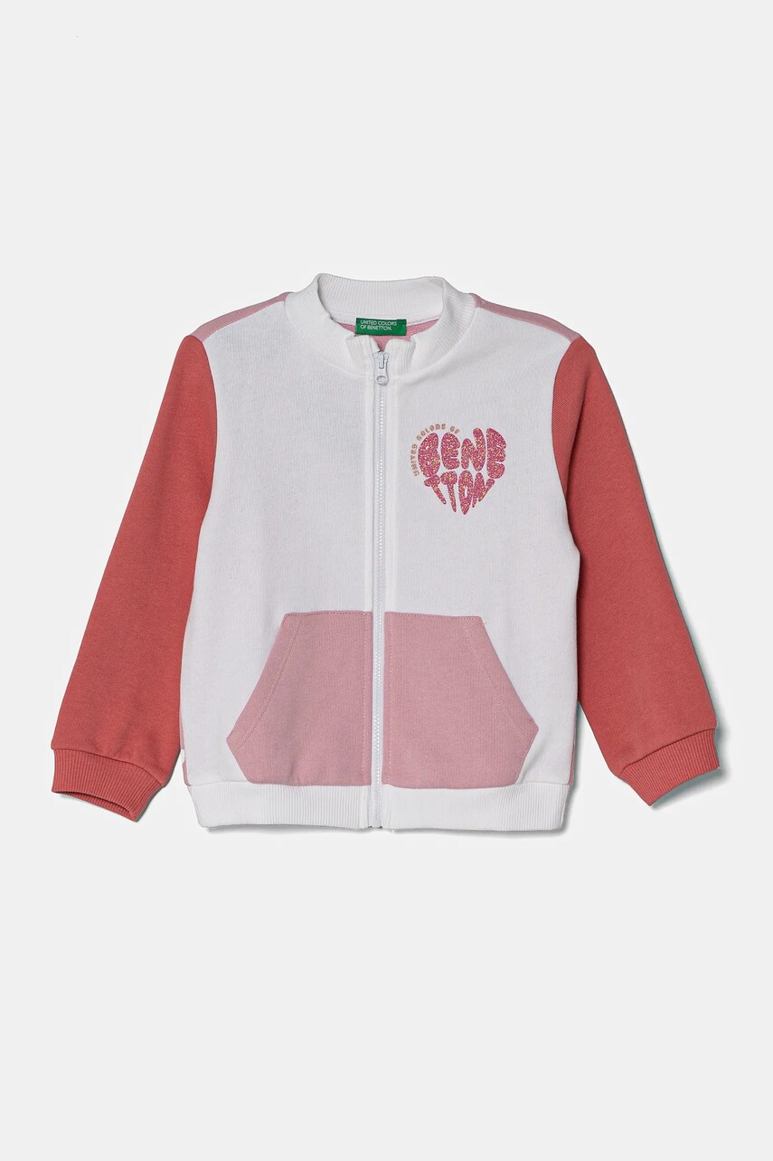 United Colors of Benetton hanorac de bumbac pentru copii culoarea alb, modelator, 3J70G503N