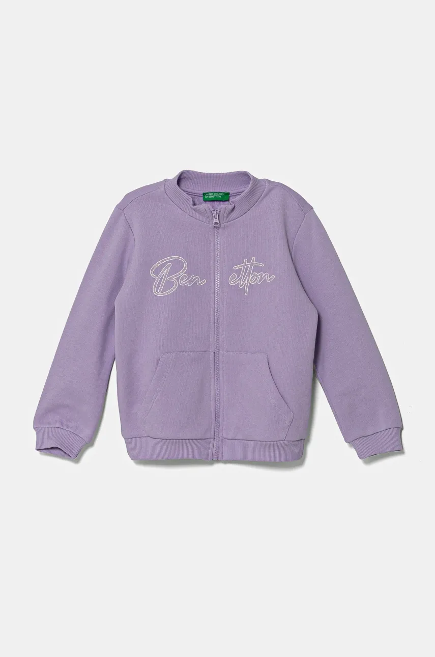 United Colors of Benetton hanorac de bumbac pentru copii culoarea violet, modelator, 3J70G503N