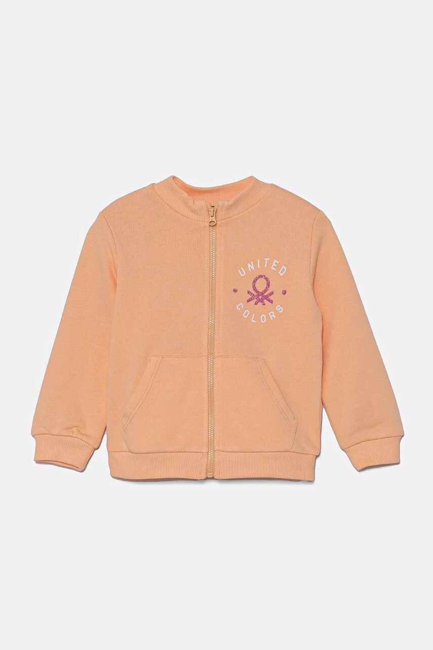 United Colors of Benetton hanorac de bumbac pentru copii culoarea portocaliu, modelator, 3J70G503N