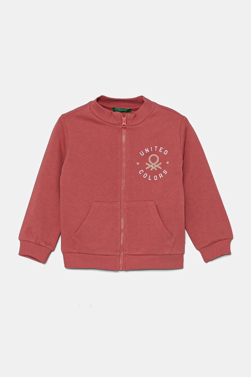 United Colors of Benetton hanorac de bumbac pentru copii culoarea roz, modelator, 3J70G503N