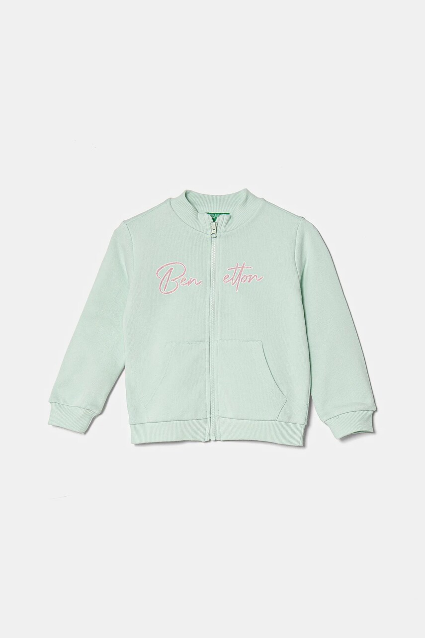 United Colors of Benetton hanorac de bumbac pentru copii culoarea verde, modelator, 3J70G503N