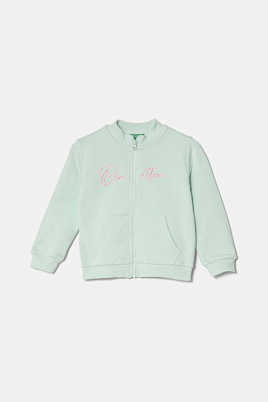 United Colors of Benetton hanorac de bumbac pentru copii culoarea verde, modelator, 3J70G503N