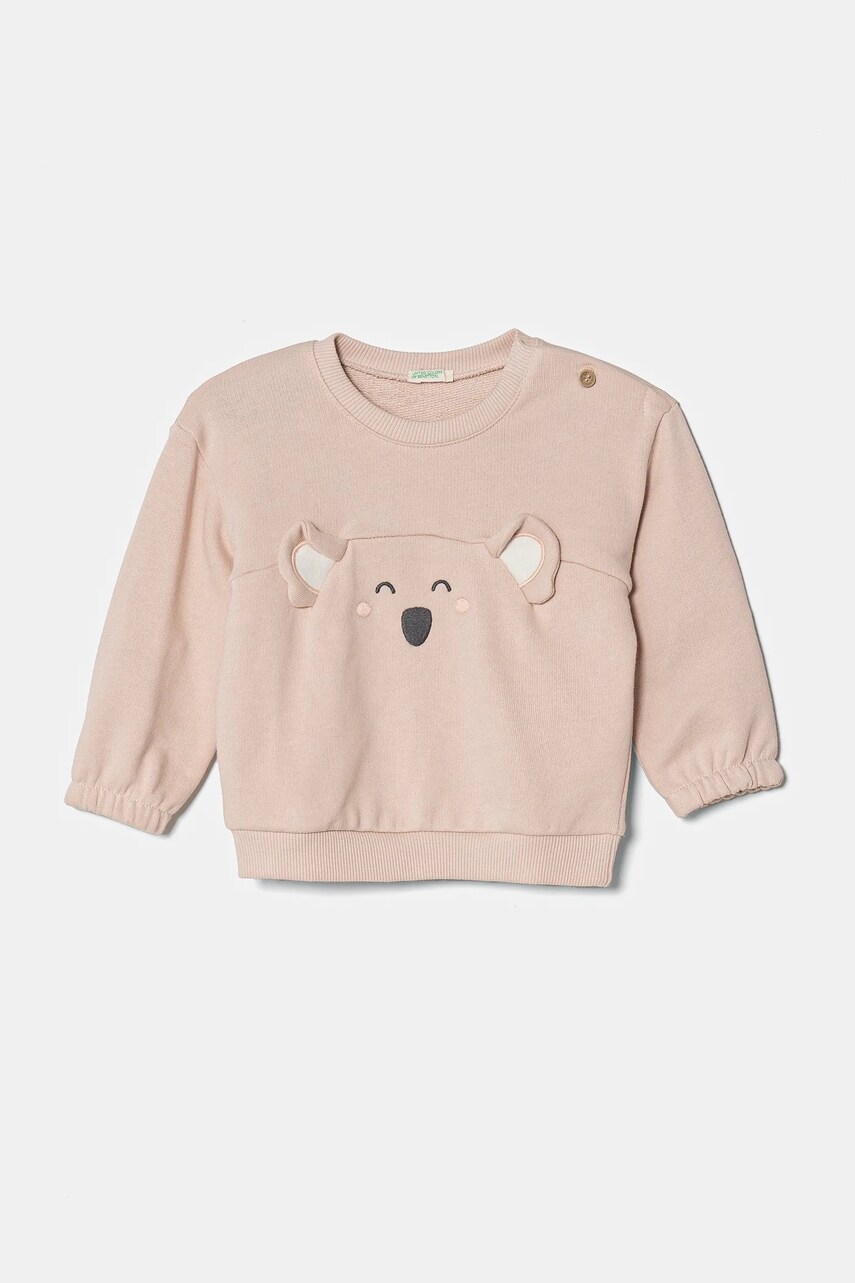 United Colors of Benetton bluza pentru copii culoarea bej, cu imprimeu, 3J70A1061
