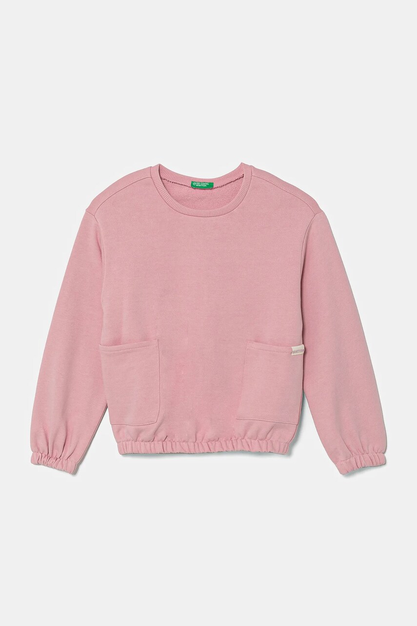 United Colors of Benetton hanorac de bumbac pentru copii culoarea roz, neted, 3UNIG10IO