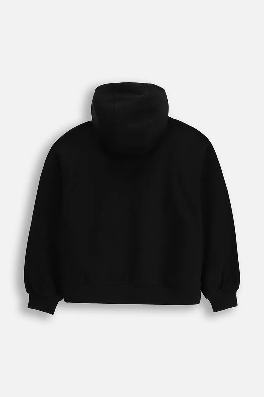 Детская хлопковая кофта Coccodrillo цвет чёрный с капюшоном однотонная EVERYDAY GIRL