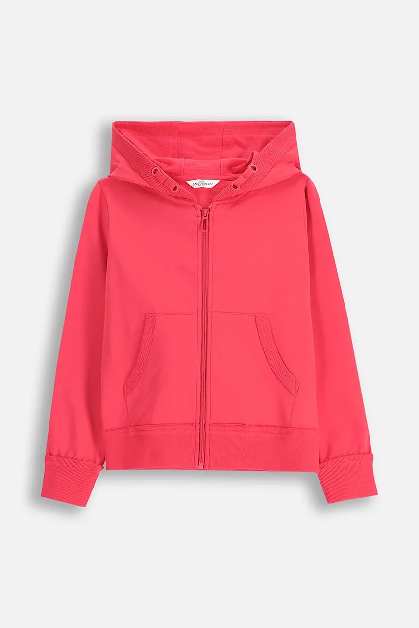 Coccodrillo bluza copii culoarea roz, cu glugă, neted, EVERYDAY GIRL Coccodrillo bluza copii culoarea roz, cu glugă, neted, EVERYDAY GIRL