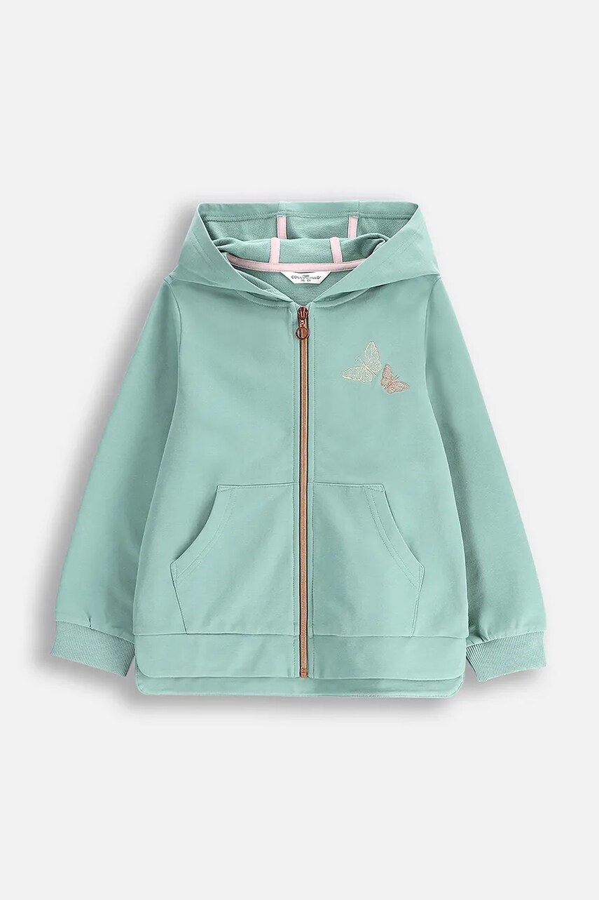Coccodrillo bluza copii culoarea verde, cu gluga, uni, DREAM DIARIES GIRL KIDS