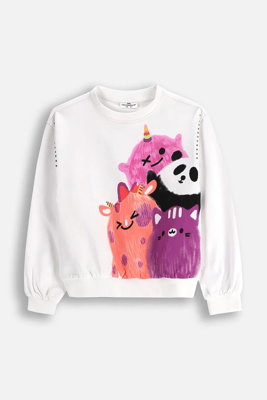 Coccodrillo bluza copii culoarea alb, cu imprimeu, REBEL GIRL KIDS
