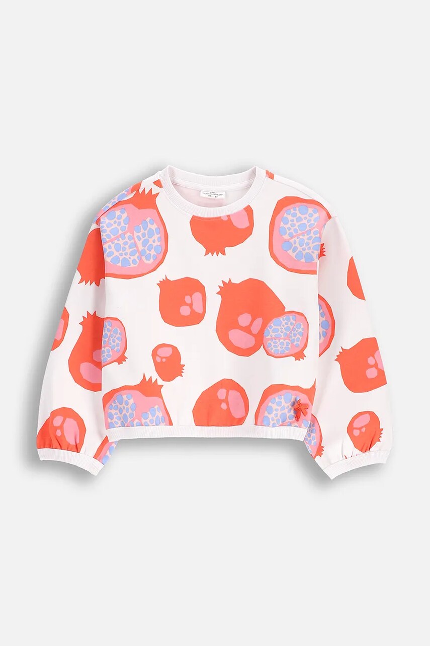 Coccodrillo hanorac de bumbac pentru copii culoarea alb, cu imprimeu, TROPICAL STORY GIRL KIDS