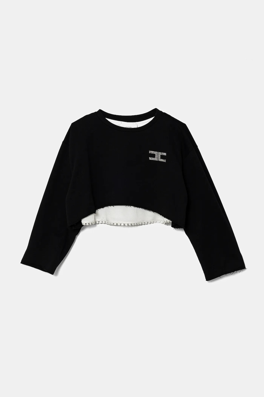 Elisabetta Franchi hanorac de bumbac pentru copii culoarea negru, cu imprimeu, EFFE144.0.FF002