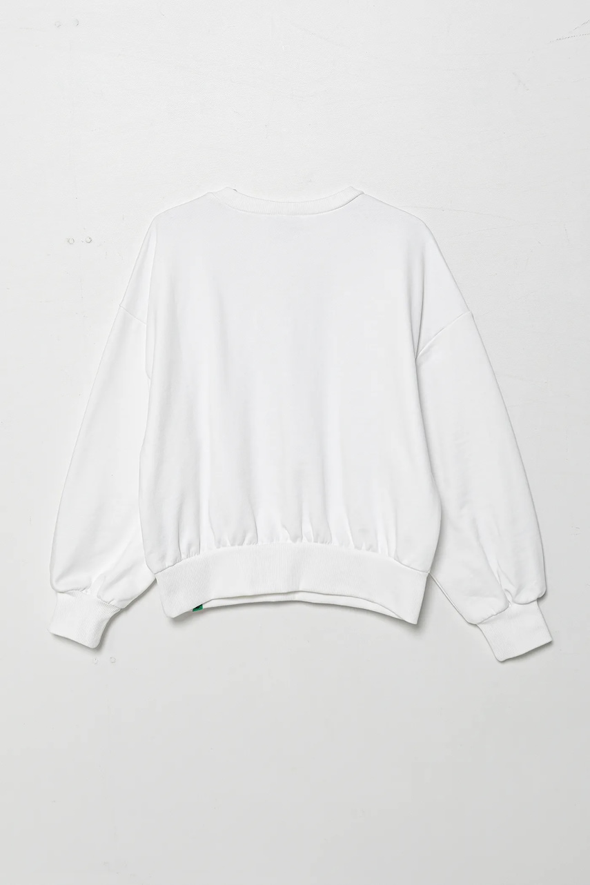 Детская хлопковая кофта United Colors of Benetton цвет белый с аппликацией 3UNIC10NT Детская хлопковая кофта United Colors of Benetton цвет белый с аппликацией 3UNIC10NT