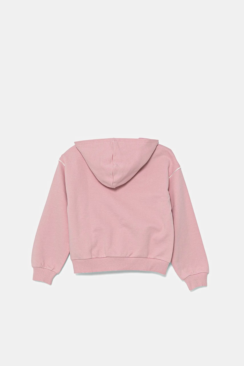 Дитяча бавовняна кофта United Colors of Benetton колір рожевий з капюшоном однотонна 3UNIC504T
