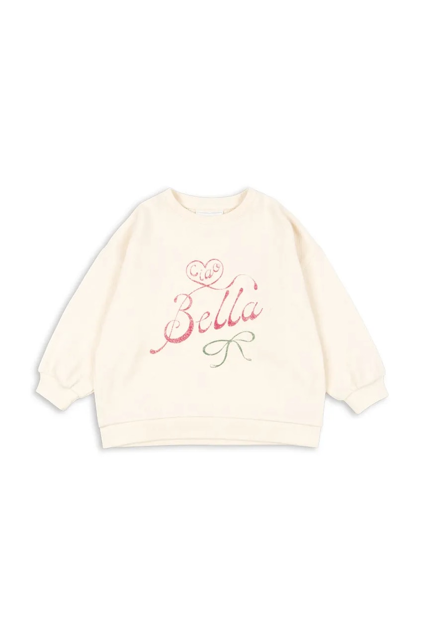 Детская хлопковая кофта Konges Sløjd RHW X KS BELLA SWEAT GOTS цвет бежевый с принтом Rosie Huntington Whiteley KS103593 Детская хлопковая кофта Konges Sløjd RHW X KS BELLA SWEAT GOTS цвет бежевый с принтом Rosie Huntington Whiteley KS103593