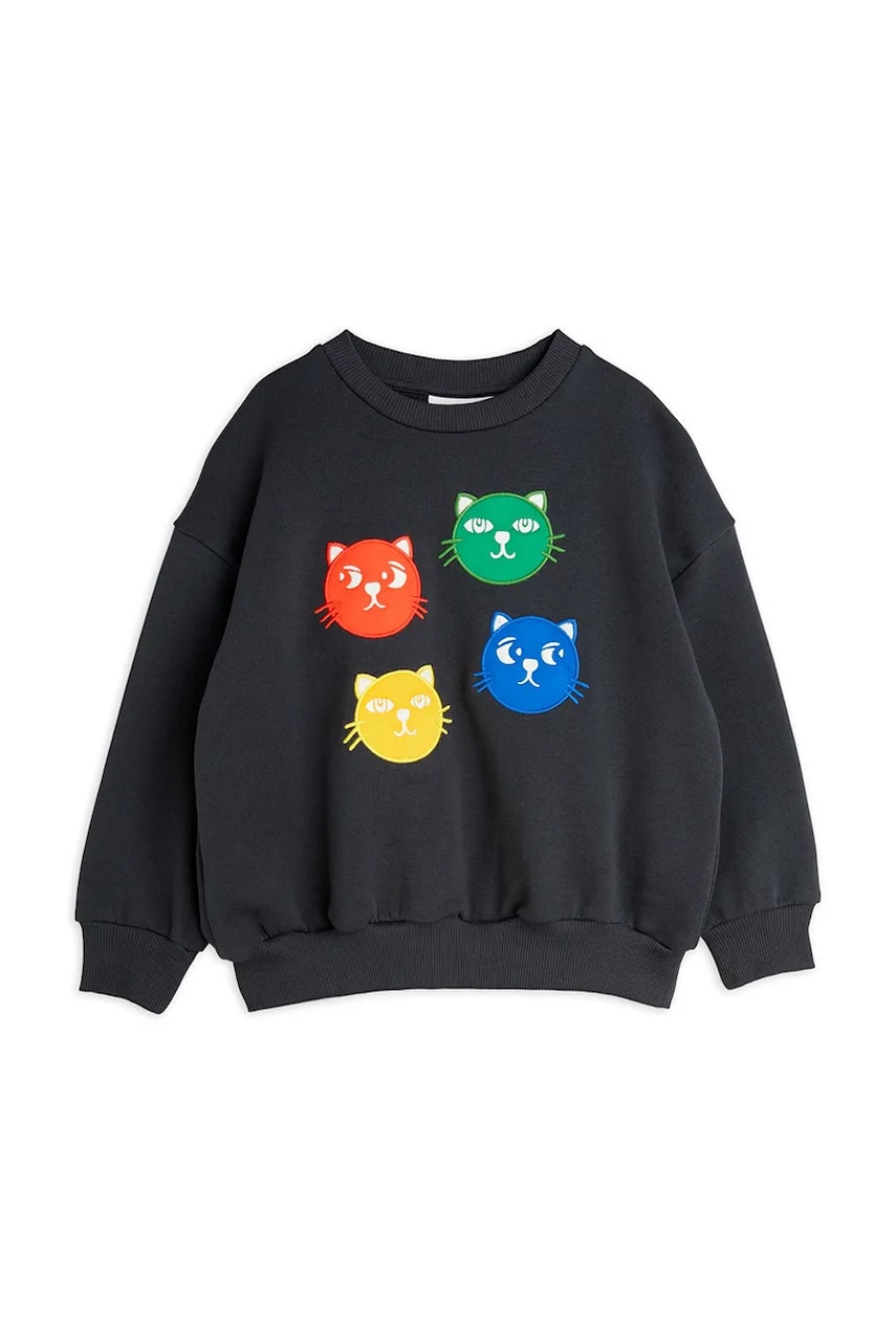 Mini Rodini hanorac de bumbac pentru copii Cool cats culoarea negru, cu imprimeu, 2512011999 Mini Rodini hanorac de bumbac pentru copii Cool cats culoarea negru, cu imprimeu, 2512011999