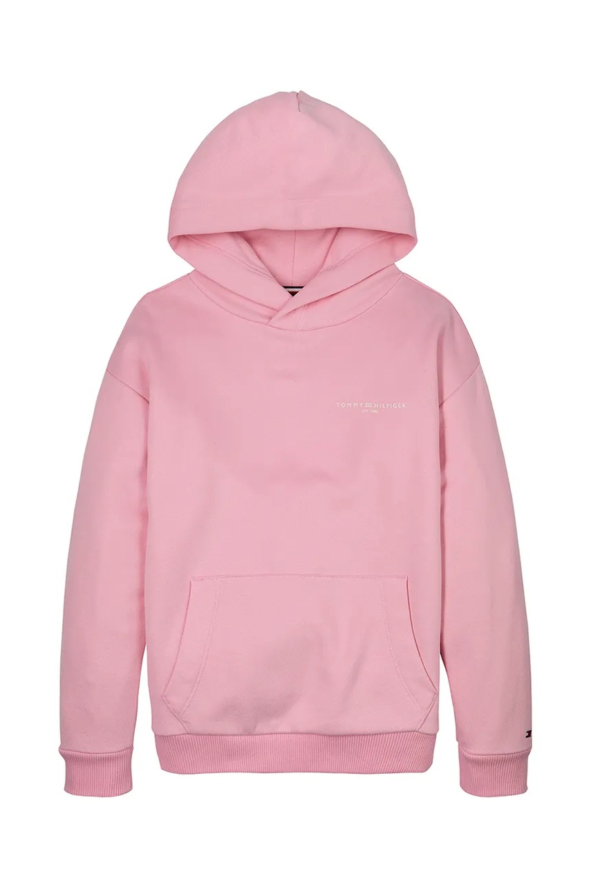 Детская кофта Tommy Hilfiger цвет розовый с капюшоном однотонная KS0KS00595