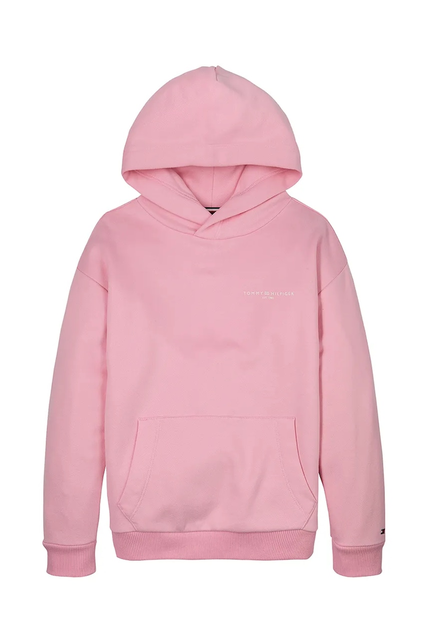 Детская кофта Tommy Hilfiger цвет розовый с капюшоном однотонная KS0KS00595 Детская кофта Tommy Hilfiger цвет розовый с капюшоном однотонная KS0KS00595