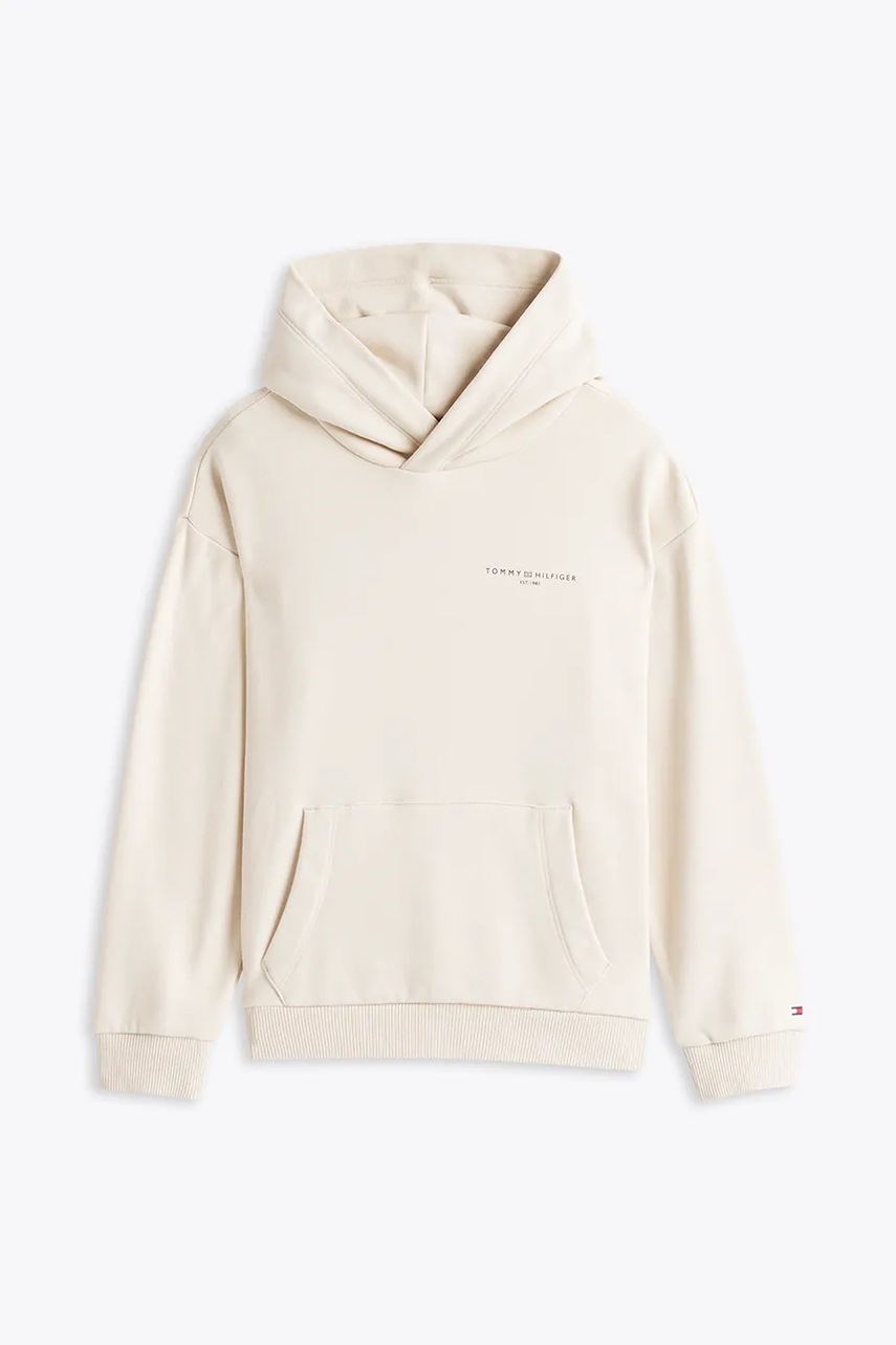 Детская кофта Tommy Hilfiger цвет бежевый с капюшоном однотонная KS0KS00595