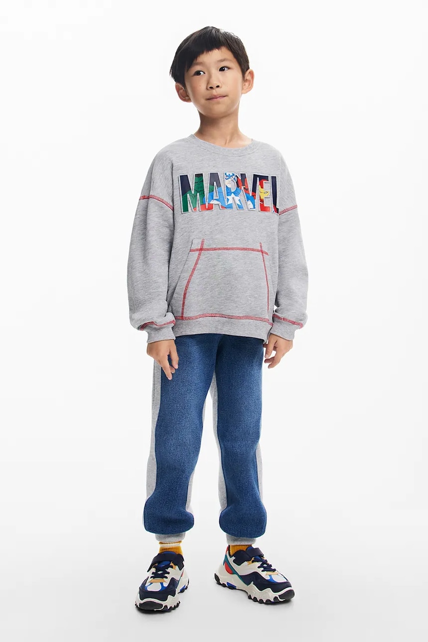 Desigual bluza copii culoarea gri, cu imprimeu, 25SBSK02 Desigual bluza copii culoarea gri, cu imprimeu, 25SBSK02