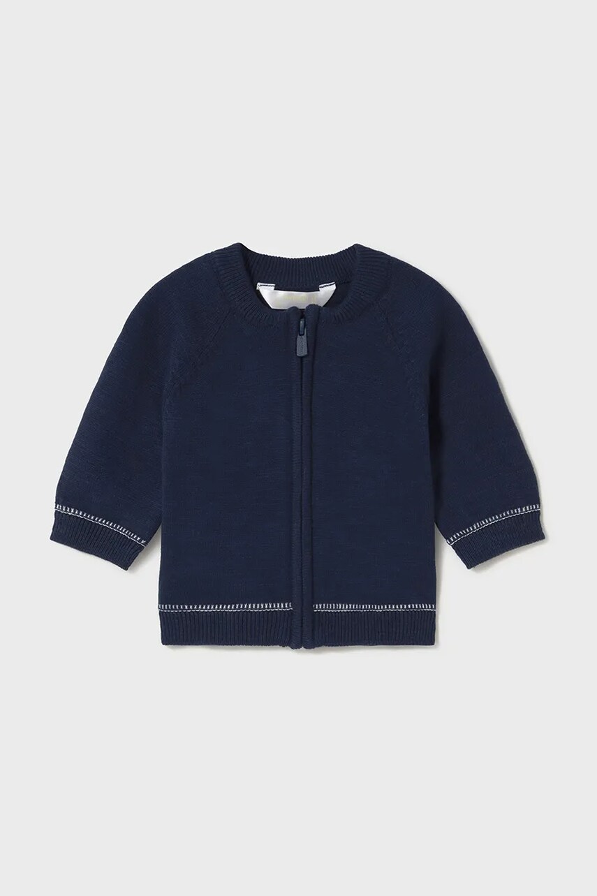 Mayoral Newborn pulover de bumbac pentru bebelusi culoarea albastru marin, neted, 1395