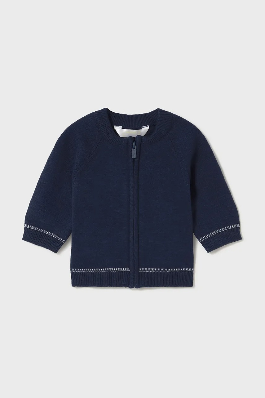 Mayoral Newborn pulover de bumbac pentru bebelusi culoarea albastru marin, neted, 1395