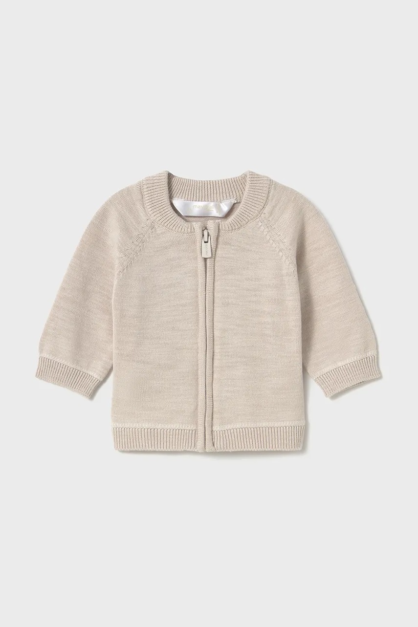 Бавовняний светр для немовлят Mayoral Newborn колір бежевий однотонний 1395