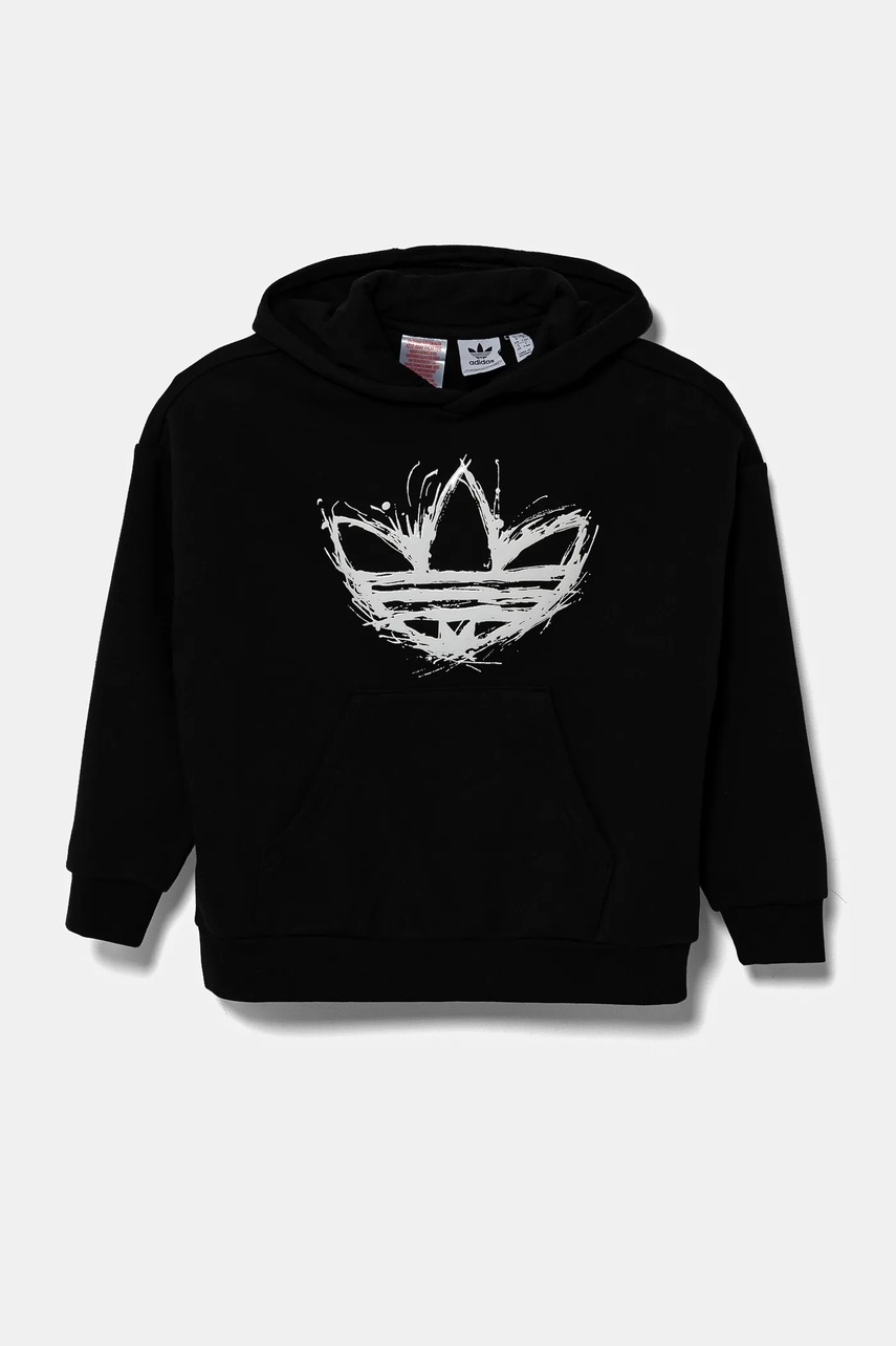 Детская кофта adidas Originals цвет чёрный с капюшоном с принтом JD0365