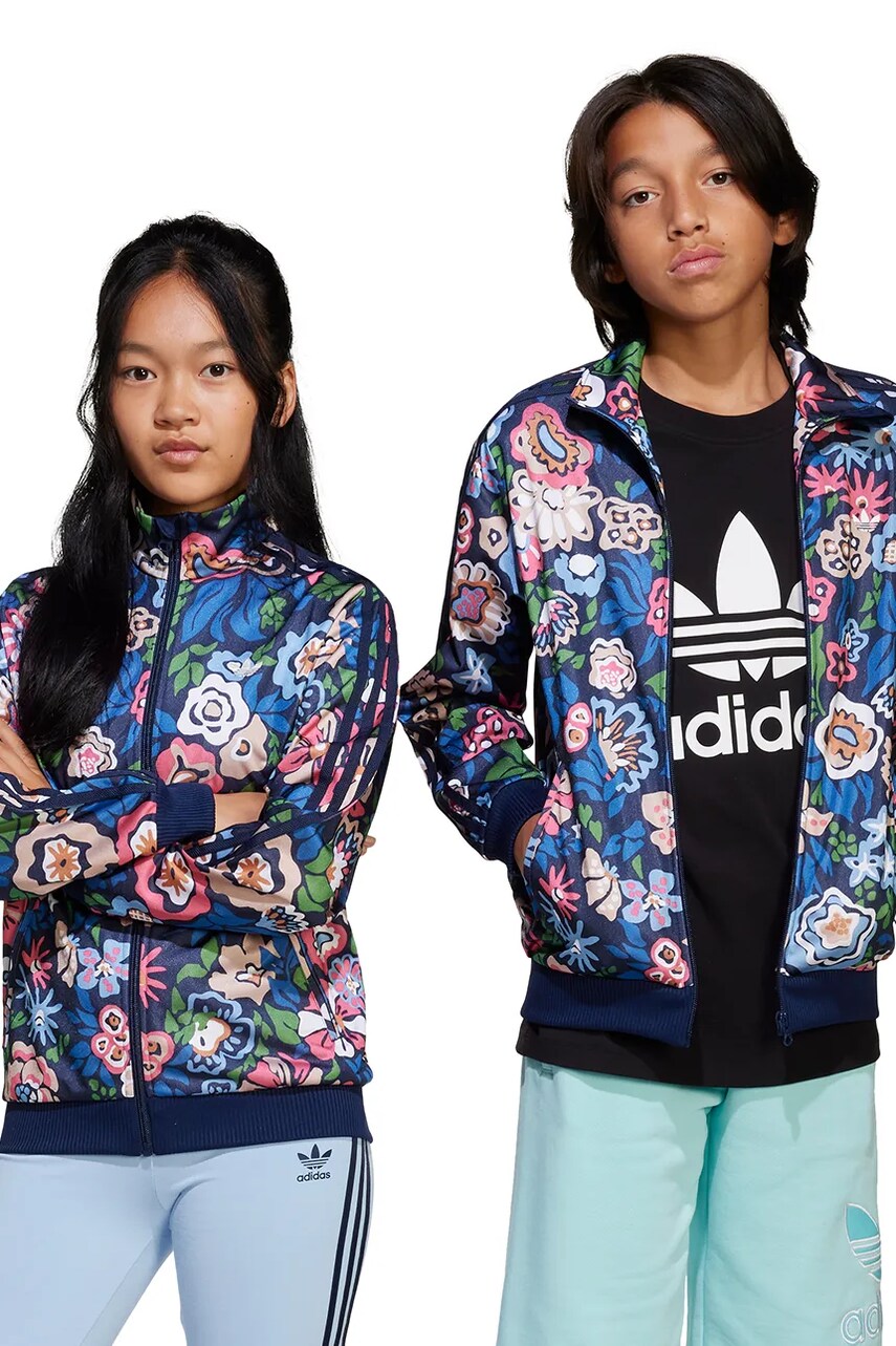 adidas Originals bluza copii culoarea albastru marin, cu imprimeu, JD0511