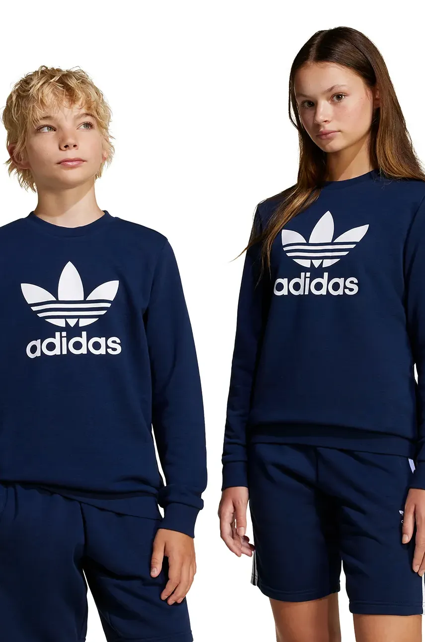 adidas Originals bluza copii culoarea albastru marin, cu imprimeu, JD1656