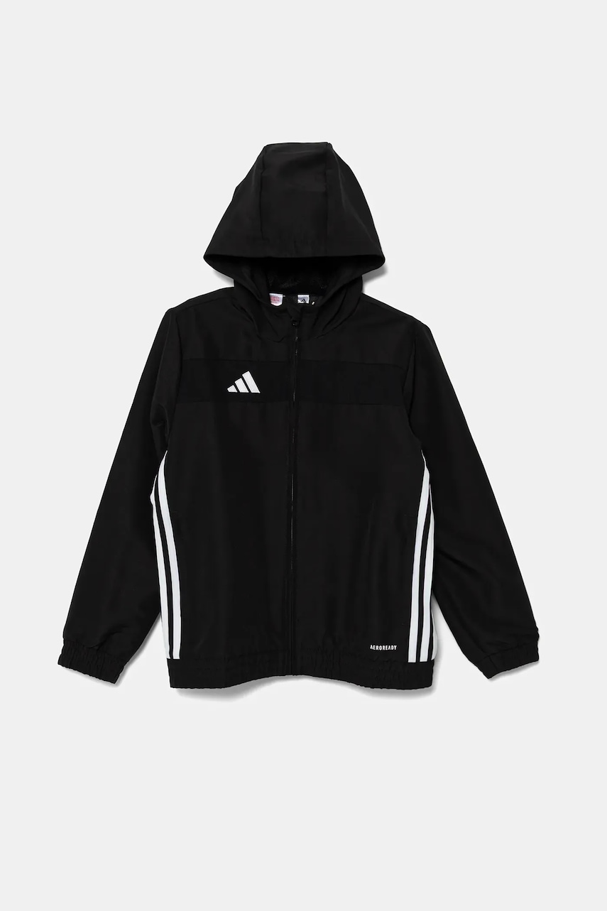 Детская кофта adidas Performance цвет чёрный с капюшоном с аппликацией JD0629